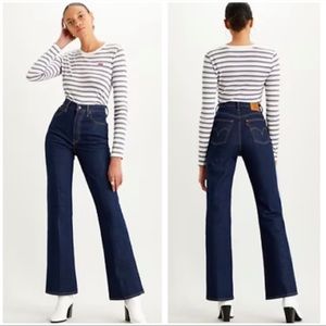 Levi's Premium Ribcage Boot Cut High Rise Jeans: High Key - Medium Wash